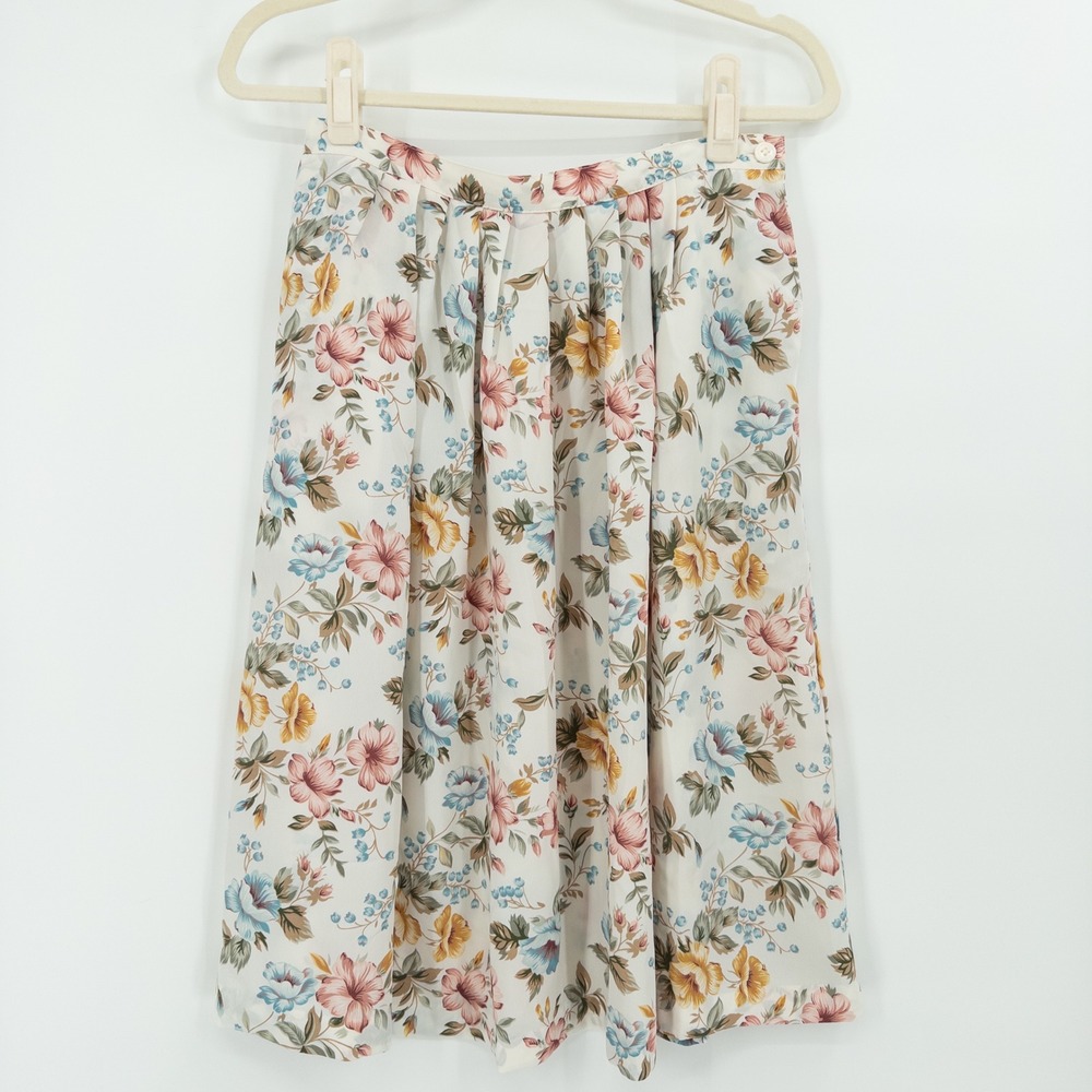Vintage Alfred Dunner Floral Skirt Womens 8P Pastel Midi Cottagecore Grannycore - Picture 1 of 10